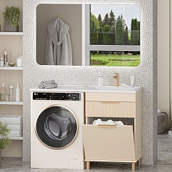 Brevita Мебель для ванной Enfida 120 R Гавана под стиральную машину с б/к бежевая – фотография-1